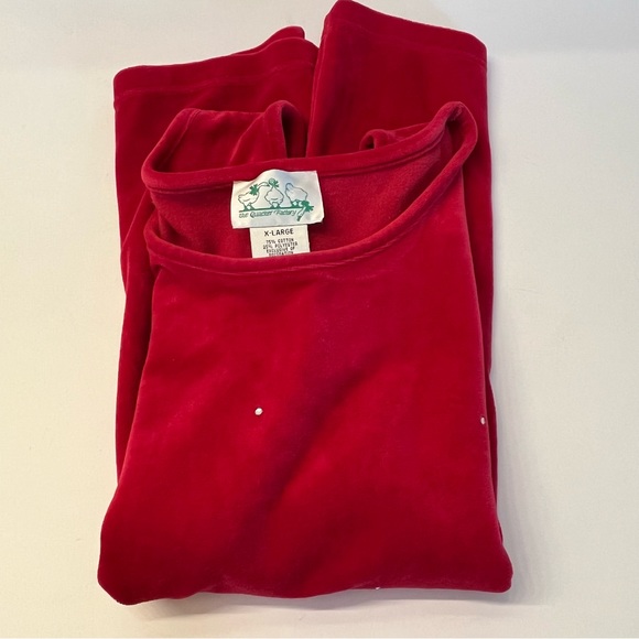 The Quacker Factory Womens Vintage Red Velour Top Holiday Festive Rhinestones XL - Picture 13 of 13